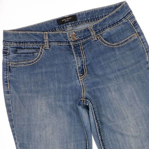 Nine West Jeans Womens 14/31 Annette Embellished Blue Denim Measures 36 x 29.5 - Picture 6 of 12